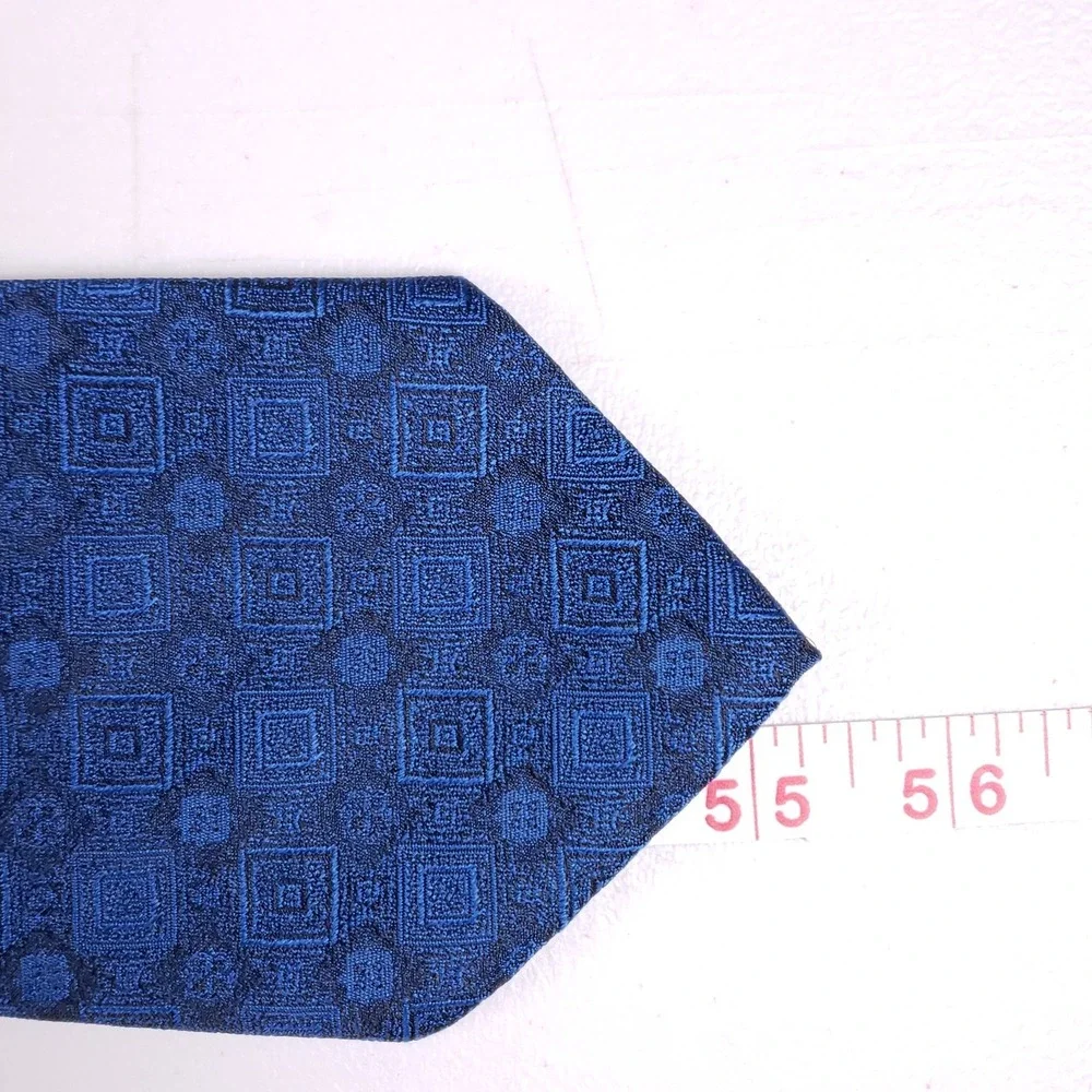 KETCH Necktie Blue Geometric Pattern Men's Tie Made In‎ USA Classic Style